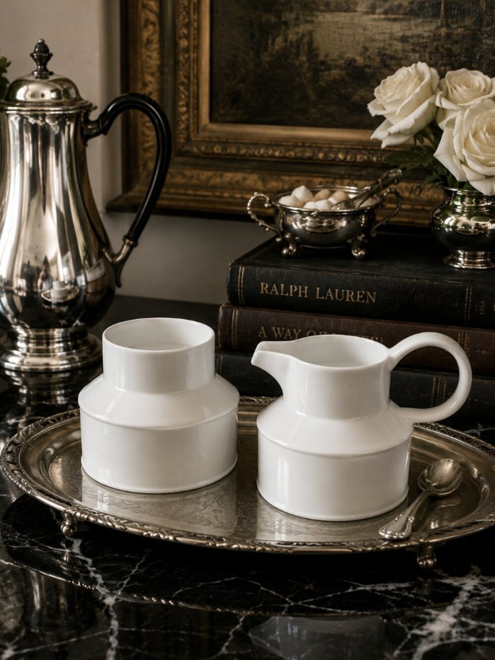 Vintage Wedgwood "Stonehenge Midwinter" England Creamer Pitcher and Sugar Bowl